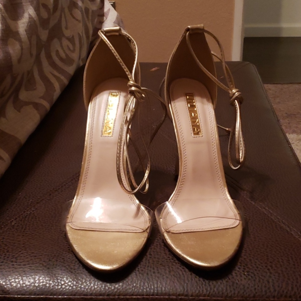 MISSLOLA GOLD strappy heel